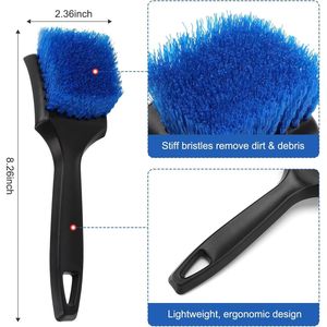 Kit d'outils de lavage de voiture pour toutes surfaces extérieures, avec brosse à poils souples et rigides pour jantes, pneus et tapis - Product Image 5