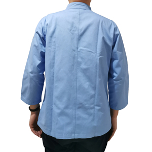 เสื้อเชฟราคาถูกสำหรับร้านอาหารและครัว  แบบขายส่ง OEM ระบายอากาศได้ดี ซักได้  พร้อมปักโลโก้ตามสั่ง  สีพื้นสำหรับผู้ชาย - Product Image 2