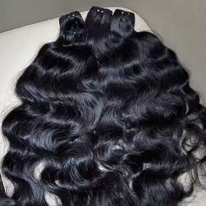 Extensions de cheveux vierges Remy du Vietnam, ondulation naturelle non traitée, ondulation corporelle chinoise, cheveux noirs pour femmes, tissage à la machine, double 100g - Product Image 1