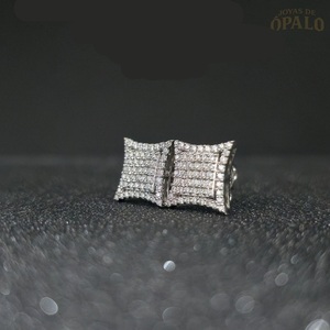Pendientes de tuerca con corte brillante redondo de moissanita, con cierre de rosca, para mujer, joyería de plata 925, pendientes finos cuadrados con pavé para ella. - Product Image 6