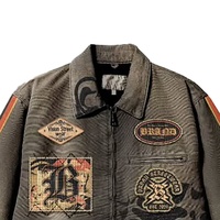 Veste de travail en velours côtelé de style premium avec motifs patchwork, fermeture éclair sur le devant, veste en jean coupe-vent écologique pour l'hiver