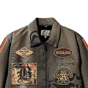 Chaqueta de Trabajo de Pana de Estilo Premium con Diseños de Parches, Cierre de Cremallera, Cuello Vuelto, Estilo Otoñal, Chaqueta Vaquera - Product Image 4