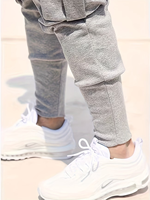 Men's Gray Corduroy Breathable Eco-Friendly Plus Size Cargo Casual Joggers Mid Waist Drawstring Loose Fit Pockets Autumn Wear