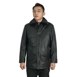 Veste noire avec logo personnalisé en cuir confortable fabriquée par Stitchmode Veste en cuir 2025 de haute qualité pour hommes - Product Image 1