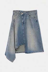 Women's <b>Denim</b> <b>Knee</b>-<b>Length</b> <b>Skirt</b> Asymmetric Button Front Stonewashed Cotton Casual Eco-Friendly Breathable Winter Wear Pencil - Product Image 3