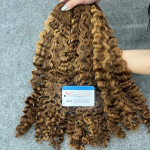 BEST SELL brown color weft hair extension steam burmese curly hair bundles Ready to Ship raw vietnamese hair - Product Image 3