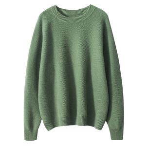 เสื้อสเวตเตอร์ไหมพรมคอวีสีเขียวล้วนสำหรับผู้หญิง แขนยาว สวมใส่สบายในฤดูหนาว ผลิตจากผ้าขนสัตว์ 100% ป้องกันการเป็นขุย ทรงปกติ สไตล์เกาหลี - Product Image 6