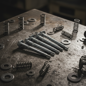 Vis autoperceuses à tête à rondelle, en acier au carbone zingué, métriques/pouces, filetage profond à pas fin, filetage sur toute la longueur, classe 8 - Product Image 1