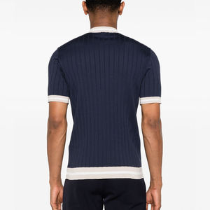 T-shirt noir décontracté pour homme, motif uni, haute qualité, en tissu tricoté, brodé, style simple et sombre, personnalisable pour l'été - Product Image 3