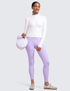 Camiseta Deportiva Blanca para Mujer, Manga Larga, Cuello Alto con Cierre, Cuello en V, Transpirable, Spandex/Poliéster, Color Sólido, Corte Ajustado - Product Image 2