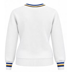 Suéter de Punto con Cuello en V para Mujer, Diseño Personalizado con Letras Bordadas, Manga Larga, Cuello y Puños en Contraste de Poliéster/Algodón Grueso - Product Image 2