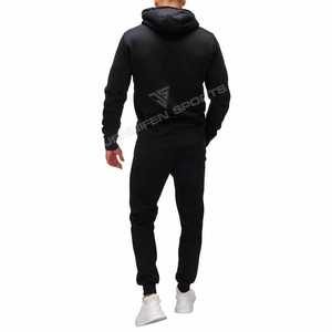 Ensemble de survêtement unisexe en molleton de coton noir de luxe, style streetwear d'hiver personnalisé pour hommes - Product Image 3