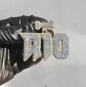 Colgante de Letra Personalizado con Corte Redondo de 3.10Ct, con Moissanita Real Engastada en Bisel, Estilo Hip Hop, Plata 925, para Fiestas, HUMERA JEWELS - Product Image 3