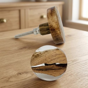 Pomo Redondo de Resina y Madera para Muebles, Estilo Moderno para Hogar, Oficina y Cocina, Diseño Duradero y Ecológico - Product Image 1