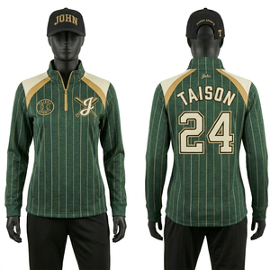 Veste d'entraînement de baseball pour femmes, 280 GSM, polyester interlock, panneaux d'épaule vert et blanc, impression par sublimation, broderie, vêtements d'équipe - Product Image 5