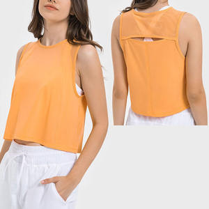 Women's Yellow Sleeveless Tank Top O-<b>Neck</b> Knitted Solid Color Casual Breathable Short Length Top - Product Image 4