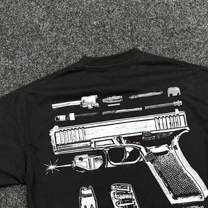 Camiseta de Manga Corta para Hombre, Negra, 100% Algodón, Impresión Digital, Estilo Urbano, Corte Holgado, Ecológica, Cuello Redondo, MOQ Bajo, Venta al Por Mayor - Product Image 4