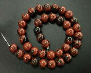 Perles en pierre d'obsidienne acajou, pierres précieuses rondes naturelles, brin de perles en vrac pour la fabrication de bijoux et les loisirs créatifs - Product Image 1