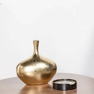 <b>Vintage</b>-style antique bronze metal <b>vase</b> for autumn decor in restaurants with warm flower arrangements for a cozy atmosphere - Product Image 2