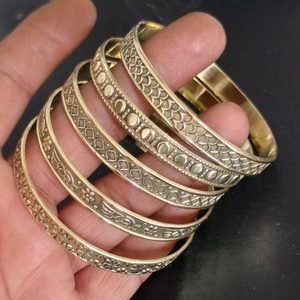 Best Quality Floral Design FD-02 Vintage Women's 14K <b>Gold</b> <b>Plated</b> Brass <b>Bangle</b> IGI Certified Party Fashion Jewelry 2026 - Product Image 5