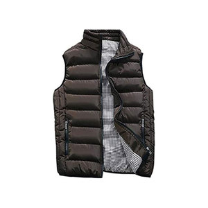 Gilet matelassé pour homme STITCH MASTER vert olive, sans col, fermeture éclair, résistant à l'eau, coupe-vent, vêtement d'extérieur décontracté, idéal pour l'hiver - Product Image 4