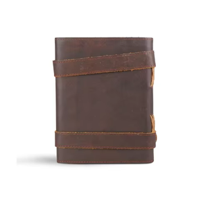Handmade Vintage Dark Brown Leather Journal 7x5 Double Strap Closure Thermal Binding Notebook 120 Unlined Cream <b>Pages</b> Gift - Product Image 3