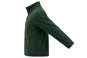 Veste polaire personnalisée vert forêt foncé, entièrement zippée, col montant, thermique, épaisse, pour l'hiver, tactique, pour l'extérieur - Product Image 3