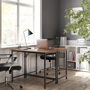 Industrial Home <b>Office</b> Desk with Wood Top and Metal Frame, Computer Writing <b>Table</b> for Study Room, Apartment and Small Space - Product Image 4