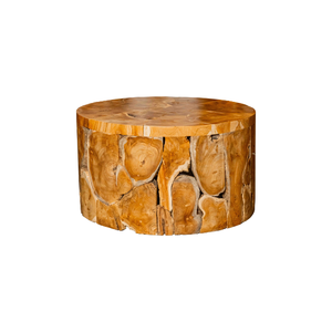 Mesa de Centro Artesanal de Raíz de Teca Rústica con Textura Natural de Teca, Mueble para Sala de Estar - Product Image 3