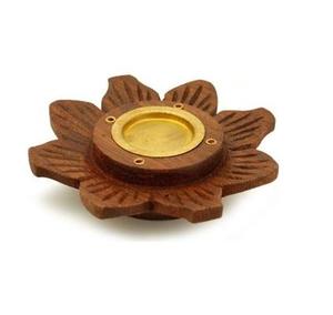 Nouveau porte-encens en laiton et bois en forme de fleur pour la maison, les fêtes, les temples, l'aromathérapie, la méditation, plateau décoratif pour encens - Product Image 1