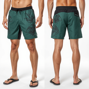 Shorts de bain de luxe pour hommes, style marin, avec tissu premium à séchage rapide, motifs géométriques numériques et design de plage moderne - Product Image 3
