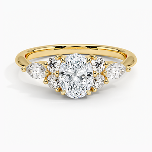 Bague en or 14 carats avec diamant de laboratoire de 2 carats taille ovale central et diamants de laboratoire taille poire, élégante bague trois pierres CVD pour mariage - Product Image 4