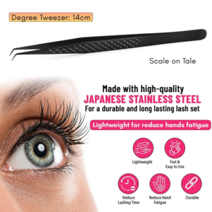 Vente flash : Pinces à extensions de cils en titane noir avec poignée antidérapante et embout en microfibre pour professionnels - Product Image 6