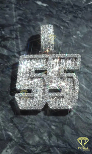 "55" Number Pendant Moissanite Diamond <b>Iced</b> <b>Out</b> Hip Hop Necklace Bling <b>Chain</b> Luxury Jewelry Gift - Product Image 4