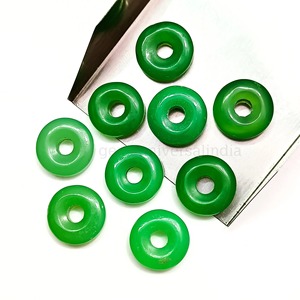 Chrysoprase naturel en forme de donut 15 mm, pierre précieuse sculptée à la main, pierre brute, sculpture en cristal pour la fabrication de bijoux, prix de gros, fournitures en vrac - Product Image 6