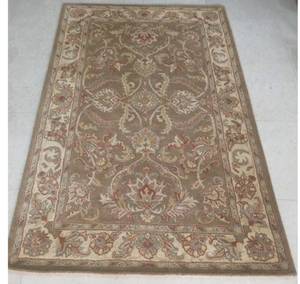 Alfombra de Lana Hecha a Mano, Color Azul Marfil, Patrón Geométrico Ikat, Alfombra Decorativa para Sala de Estar o Dormitorio - Product Image 4