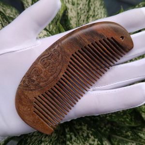 Peigne à cheveux en bois naturel de neem, peigne démêlant fait à la main, peigne à barbe, outil de coiffure écologique, peigne de massage du cuir chevelu - Product Image 3