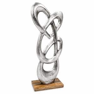 Sculpture Métallique Radiale de Luxe en Argent, Ornement de Table Rond Abstrait Créatif, Sculpture en Aluminium Premium pour la Vente en Gros - Product Image 4