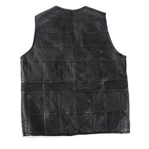 Gilet en cuir pour homme avec logo personnalisé, en cuir de vache véritable, veste sans manches de motard, haute qualité, vente en gros - Product Image 2