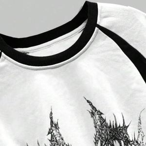 Camiseta de Manga Larga con Estampado Gráfico para Hombre, Estilo Gótico, Cuello Redondo, Informal, Urbana, de Algodón, Unisex, Holgada - Product Image 3