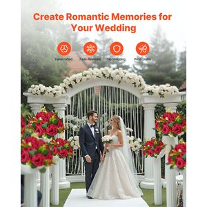 10 Pezzi di Rose Rosse Artificiali da 9,5 Pollici per Composizioni Floreali, Bouquet, Centrotavola per Matrimoni e Decorazioni da Tavola - Product Image 4