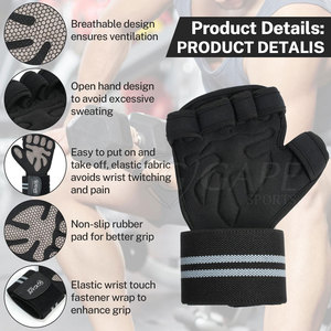 Private Label Breathable Half Finger Cross Fit Neoprene Gloves Gym Workout Weightlifting Adjustable Wrist Support Unisex Sports - Product Image 4