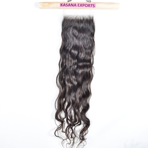 Cheveux humains indiens 5*5 Closure Temple Bundles, traitement naturel, sans dentelle frontale, pour tressage à la machine, double trame, Deep Wave - Product Image 5