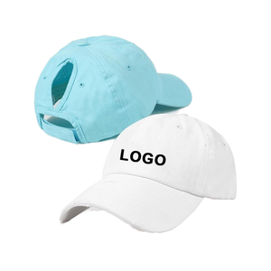 Casquette de baseball en coton personnalisée, couleur unie, réglable, snapback unisexe, décontractée, avec broderie 3D, logo frontal blanc et bleu clair - Product Image 1