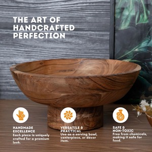 Bol en bois fait main, finition bois naturel, pour servir les aliments et la décoration intérieure, au meilleur prix - Product Image 3
