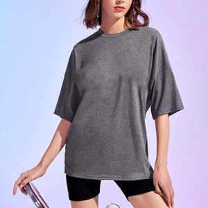 Women's Breathable Loose Casual Short Sleeve Round Neck T-Shirt <b>Rose</b> Red Pure Cotton Knitted Crop <b>Top</b> Daily Wear Inner Layer <b>Top</b> - Product Image 4