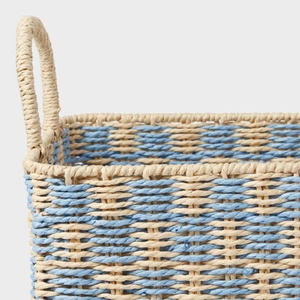 Rectangular Paper <b>Basket</b> Wicker <b>Storage</b> Bin Decorative Organizer <b>Basket</b> <b>With</b> Handles For Laundry <b>Shelf</b> Home <b>Storage</b> Solution - Product Image 2