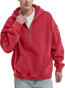 Sweat à capuche oversize en molleton épais 100% coton, personnalisable en gros, avec fermeture éclair quart de tour, délavé à l'acide, effet vieilli vintage, pour l'hiver, style survêtement - Product Image 2