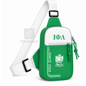 Sac banane personnalisé Iota Phi Lambda Sorority avec logo brodé sur le devant, fermeture éclair verte et blanche, usage quotidien décontracté pour femme - Product Image 2