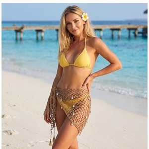 Jupe cache-maillot en résille, Sarong en crochet pour femme, Châle triangulaire en résille pour la plage et les maillots de bain Vert - Product Image 3